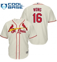 Men's Majestic St. Louis Cardinals #16 Kolten Wong Replica Cream Alternate Cool Base MLB Jersey