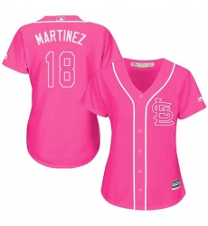 Women's Majestic St. Louis Cardinals #18 Carlos Martinez Authentic Pink Fashion Cool Base MLB Jersey