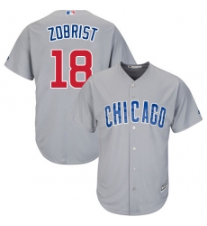Youth Majestic Chicago Cubs #18 Ben Zobrist Authentic Grey Road Cool Base MLB Jersey