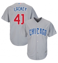 Youth Majestic Chicago Cubs #41 John Lackey Authentic Grey Road Cool Base MLB Jersey