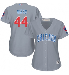 Women's Majestic Chicago Cubs #44 Anthony Rizzo Authentic Grey Road MLB Jersey