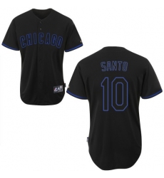 Men's Majestic Chicago Cubs #10 Ron Santo Authentic Black Fashion MLB Jersey