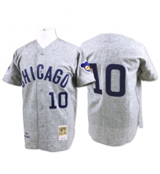 Men's Mitchell and Ness Chicago Cubs #10 Ron Santo Authentic Grey Throwback MLB Jersey