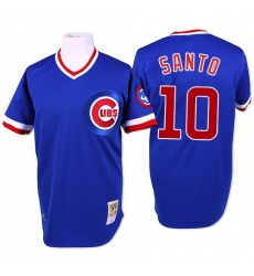 Men's Mitchell and Ness Chicago Cubs #10 Ron Santo Replica Blue Throwback MLB Jersey