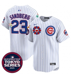 Men’s Chicago Cubs #23 Ryne Sandberg White 2025 Tokyo Series Limited Stitched Baseball Jersey