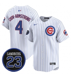 Men's Chicago Cubs #4 Pete Crow-Armstrong White Pinstripe 'Ryne Sandberg Tribute' Vapor Limited V2 Stitched Baseball Jersey