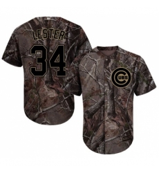 Men's Majestic Chicago Cubs #34 Jon Lester Authentic Camo Realtree Collection Flex Base MLB Jersey