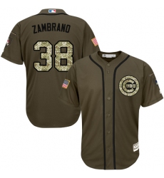 Men's Majestic Chicago Cubs #38 Carlos Zambrano Authentic Green Salute to Service MLB Jersey