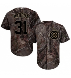 Men's Majestic Chicago Cubs #31 Greg Maddux Authentic Camo Realtree Collection Flex Base MLB Jersey