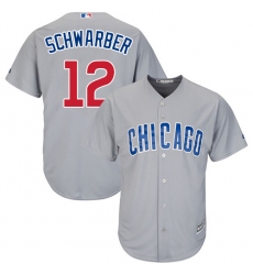Youth Majestic Chicago Cubs #12 Kyle Schwarber Authentic Grey Road Cool Base MLB Jersey
