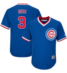 Men's Majestic Chicago Cubs #3 David Ross Replica Royal Blue Cooperstown Cool Base MLB Jersey
