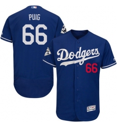 Men's Majestic Los Angeles Dodgers #66 Yasiel Puig Authentic Royal Blue Alternate 2017 World Series Bound Flex Base MLB Jersey