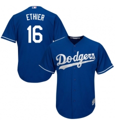 Youth Majestic Los Angeles Dodgers #16 Andre Ethier Authentic Royal Blue Alternate Cool Base MLB Jersey
