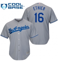Youth Majestic Los Angeles Dodgers #16 Andre Ethier Replica Grey Road Cool Base MLB Jersey