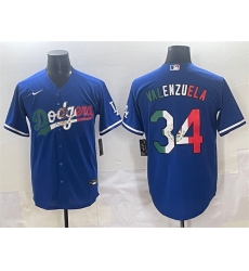 Men's Los Angeles Dodgers #34 Fernando Valenzuela Blue Mexico Stitched Jersey