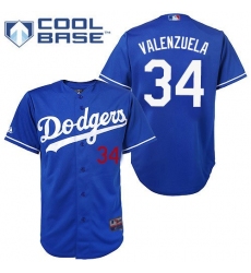 Men's Majestic Los Angeles Dodgers #34 Fernando Valenzuela Replica Royal Blue Cool Base MLB Jersey