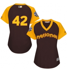 Women's Majestic Los Angeles Dodgers #42 Jackie Robinson Authentic Brown 2016 All-Star National League BP Cool Base MLB Jersey