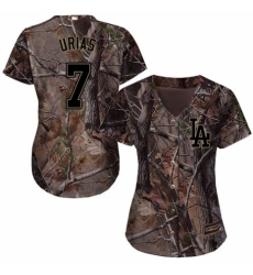 Women's Majestic Los Angeles Dodgers #7 Julio Urias Authentic Camo Realtree Collection Flex Base MLB Jersey