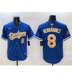 Men's Los Angeles Dodgers #8 Enrique Hernandez Royal 2025 Gold Collection Limited Stitched Baseball Jersey
