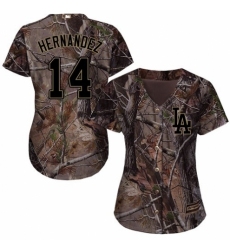 Women's Majestic Los Angeles Dodgers #14 Enrique Hernandez Authentic Camo Realtree Collection Flex Base MLB Jersey