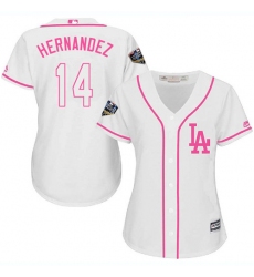 Women's Majestic Los Angeles Dodgers #14 Enrique Hernandez Authentic White Fashion Cool Base 2018 World Series MLB Jersey