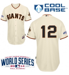 Men's Majestic San Francisco Giants #12 Joe Panik Authentic Cream Home Cool Base w/2014 World Series Patch MLB Jersey