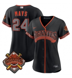 Women's San Francisco Giants #24 Willie Mays Black 2026 Alternate Stadium Stitched Baseball Jersey(Run Small)