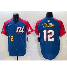 Men's National League #12 Francisco Lindor Blue Red Alternate 2025 All-Star Edition Limited Stitched Baseball Jersey