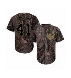 Youth Cleveland Indians #41 Carlos Santana Authentic Camo Realtree Collection Flex Base Baseball Jersey