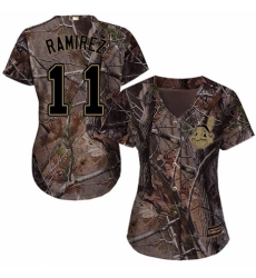 Women's Majestic Cleveland Indians #11 Jose Ramirez Authentic Camo Realtree Collection Flex Base MLB Jersey