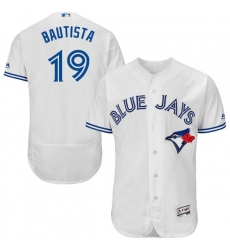 Men's Majestic Toronto Blue Jays #19 Jose Bautista White Home Flex Base Authentic Collection MLB Jersey