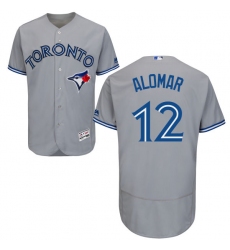 Men's Majestic Toronto Blue Jays #12 Roberto Alomar Grey Road Flex Base Authentic Collection MLB Jersey