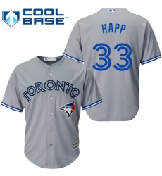 Men's Majestic Toronto Blue Jays #33 J.A. Happ Replica Grey Road MLB Jersey