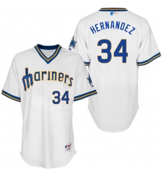 Men's Majestic Seattle Mariners #34 Felix Hernandez Authentic White 1979 Turn Back The Clock MLB Jersey