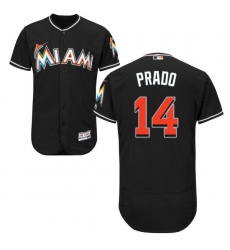 Men's Majestic Miami Marlins #14 Martin Prado Black Alternate Flex Base Authentic Collection MLB Jersey