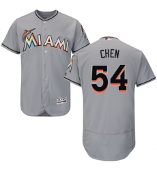 Men's Majestic Miami Marlins #54 Wei-Yin Chen Grey Road Flex Base Authentic Collection MLB Jersey