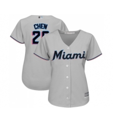 Women's Miami Marlins #20 Wei-Yin Chen Replica Grey Road Cool Base Baseball Jersey