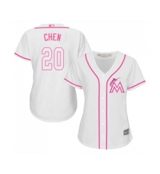 Women's Miami Marlins #20 Wei-Yin Chen Replica White Fashion Cool Base Baseball Jersey