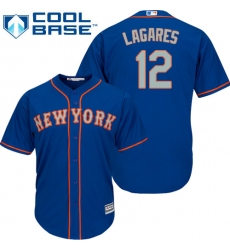Men's Majestic New York Mets #12 Juan Lagares Replica Royal Blue Alternate Road Cool Base MLB Jersey