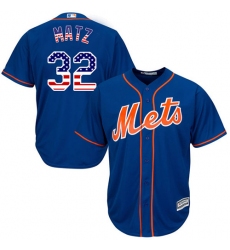 Men's Majestic New York Mets #32 Steven Matz Authentic Royal Blue USA Flag Fashion MLB Jersey