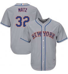 Men's Majestic New York Mets #32 Steven Matz Replica Grey Road Cool Base MLB Jersey