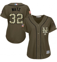 Women's Majestic New York Mets #32 Steven Matz Authentic Green Salute to Service MLB Jersey