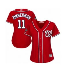 Women's Washington Nationals #11 Ryan Zimmerman Authentic Red Alternate 1 Cool Base 2019 World Series Champions Baseball Jersey