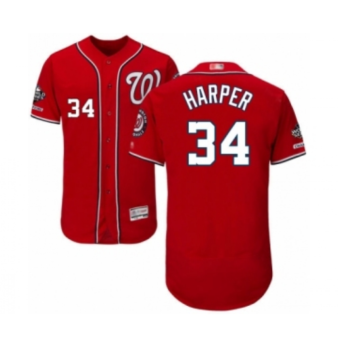 Men's Washington Nationals #34 Bryce Harper Red Alternate Flex Base Authentic Collection 2019 World Series Champions Baseball Jersey
