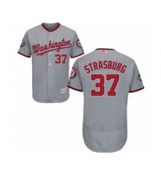 Men's Washington Nationals #37 Stephen Strasburg Grey Road Flex Base Authentic Collection 2019 World Series Bound Baseball Jersey