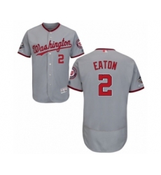 Men's Washington Nationals #2 Adam Eaton Grey Road Flex Base Authentic Collection 2019 World Series Champions Baseball Jersey