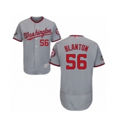 Men's Washington Nationals #56 Joe Blanton Grey Road Flex Base Authentic Collection 2019 World Series Champions Baseball Jersey