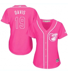 Women's Majestic Baltimore Orioles #19 Chris Davis Authentic Pink Fashion Cool Base MLB Jersey