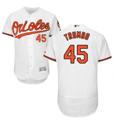 Men's Majestic Baltimore Orioles #45 Mark Trumbo White Home Flex Base Authentic Collection MLB Jersey