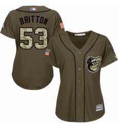 Women's Majestic Baltimore Orioles #53 Zach Britton Authentic Green Salute to Service MLB Jersey
